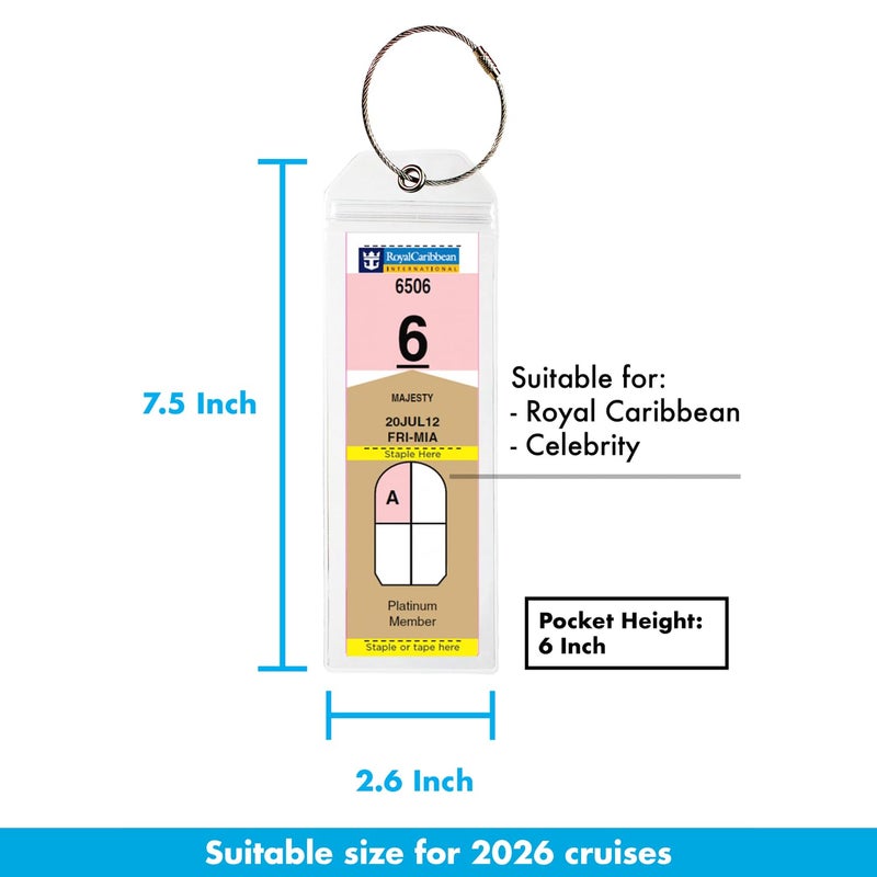 Millennial Essentials Cruise Tags - Narrow Cruise Ship Luggage Etag Holder with Zip Seal & Steel Loops for Royal Caribbean and Celebrity Cruises (4 Pack) - Image 2